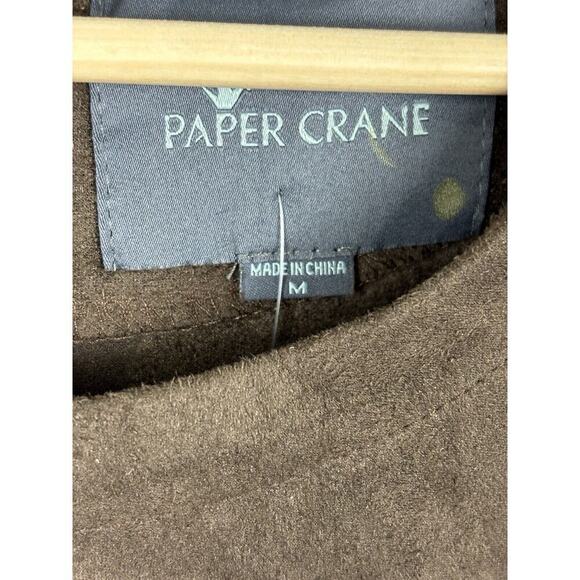 Paper Crane Microsuede Dress Womens Size Medium Brown‎ Boho Minimalist GOGO NEW - Picture 8 of 12